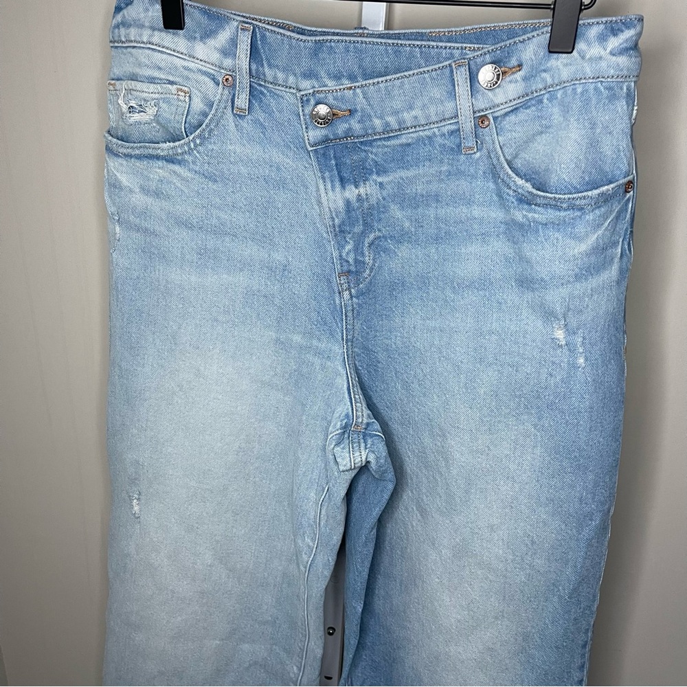 Express High Rise Wide Leg Two-Tone Denim Jeans Size 12L Stretch - Picture 3 of 8